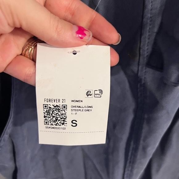 Forever 21 nwt twill overalls Grey blue small - Picture 8 of 9